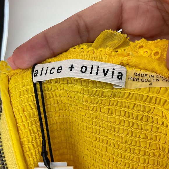 Alice + Olivia Women's Rue Godet Maxi Dress Ruffled Yellow Sz 4 - Picture 10 of 10